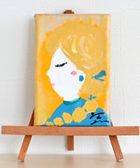 インテリアアート　小さなキャンバス画　「金髪の女の子」