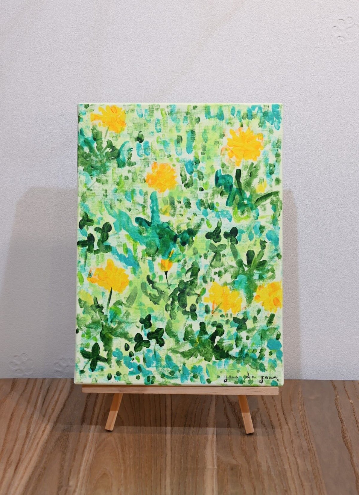 たんぽぽ【アクリル画】 絵画 絵 原画 キャンバス画 抽象画 カエル