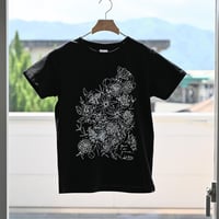 Ｔシャツ（Ｍサイズ・シルクスクリーンプリント）　花束  黒地