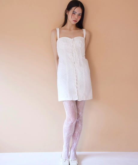 lace corcet dress WHITE