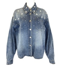 pearl flower denim shirt