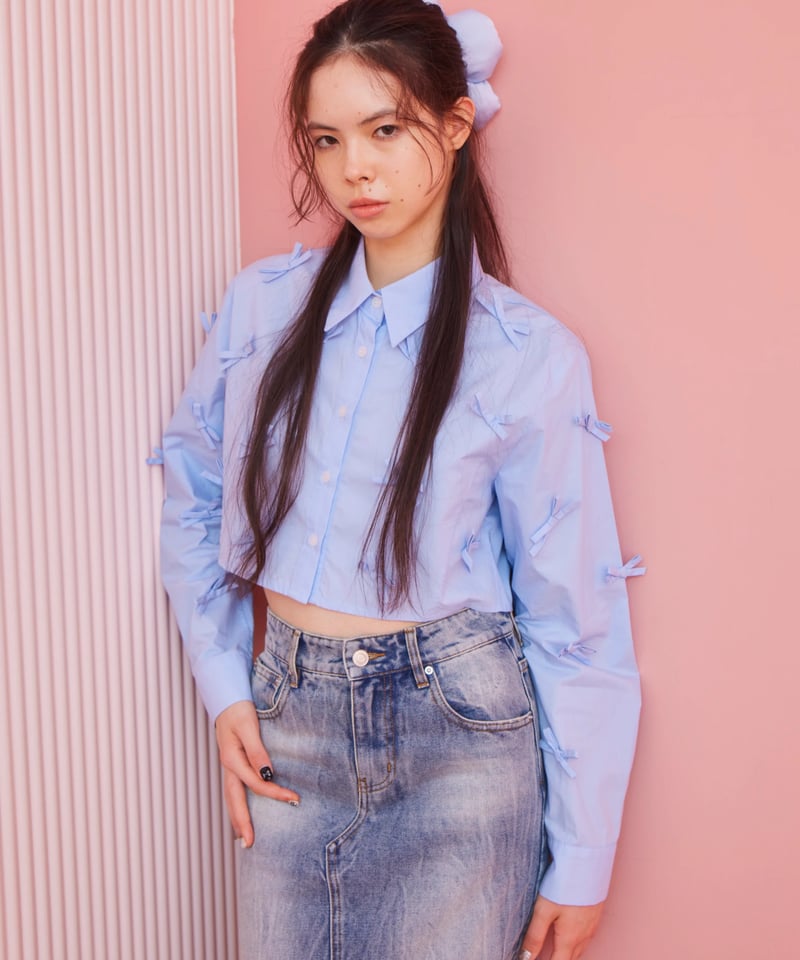 jiltu ブルー　ribbon tee Tシャツ　1size jiltu ブルー ribbon tee Tシャツ
