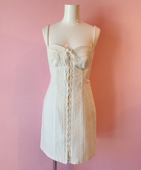 lace corcet dress WHITE