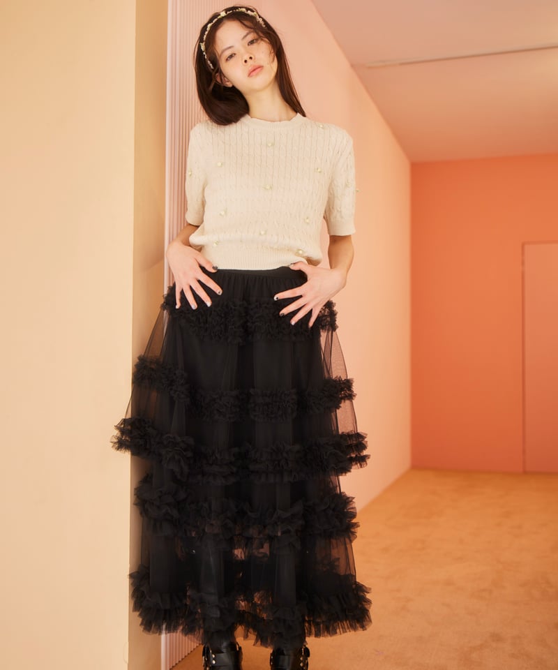 tutu frill long skirt BLACK | The Girls Society tutu frill long skirt BLACK | The Girls Society