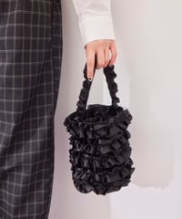 satin frill bag BLACK