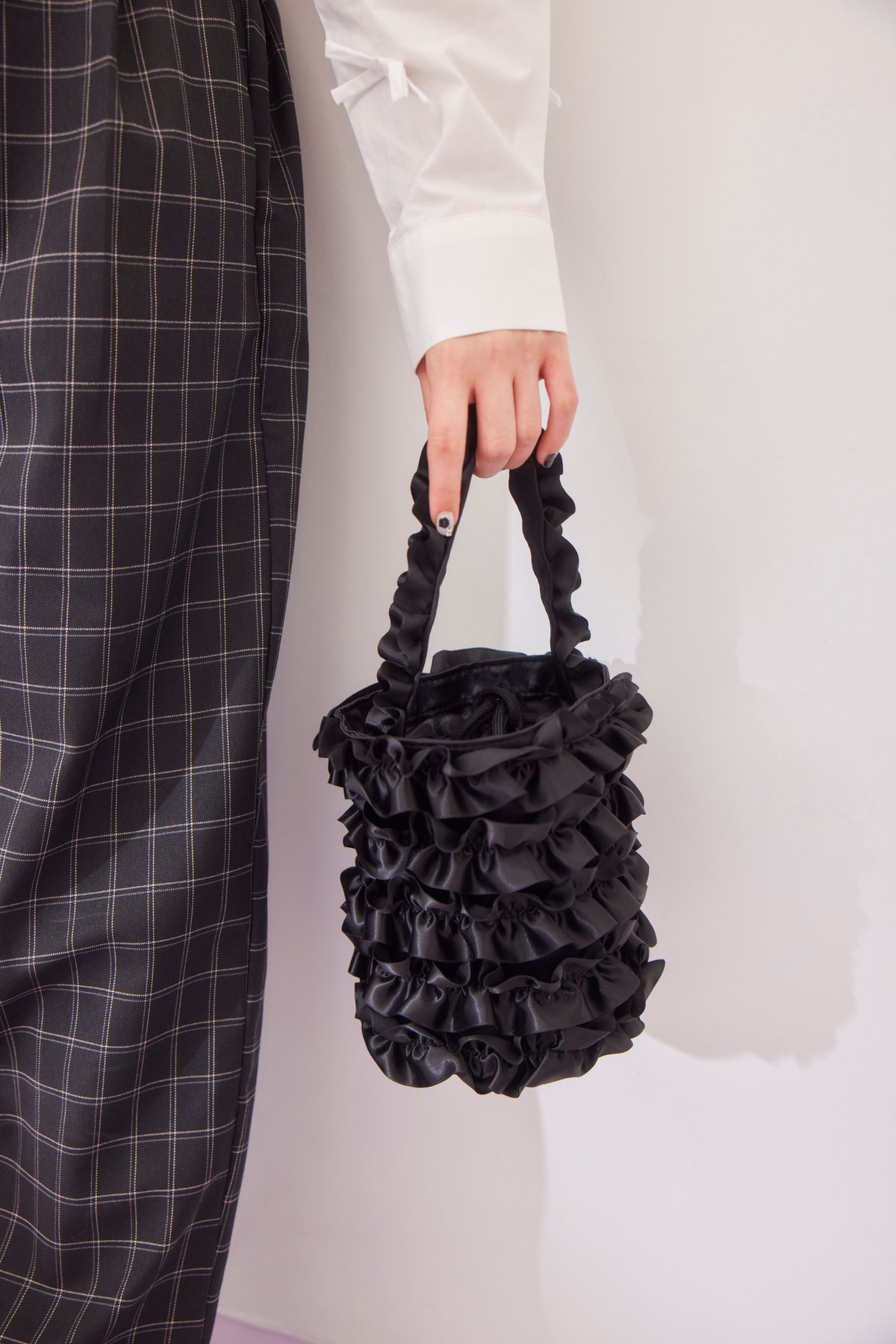satin frill bag BLACK | The Girls Society
