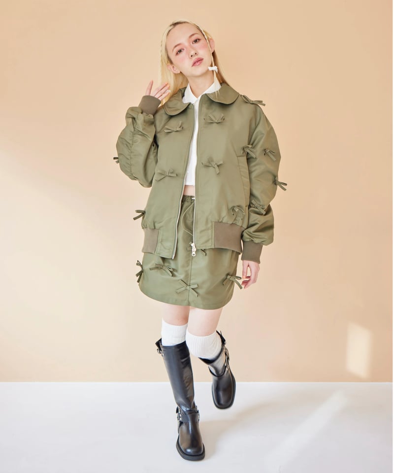 ribbon blouson KAHKI | The Girls Society