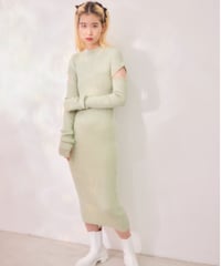 arm warmer knit dress GREEN