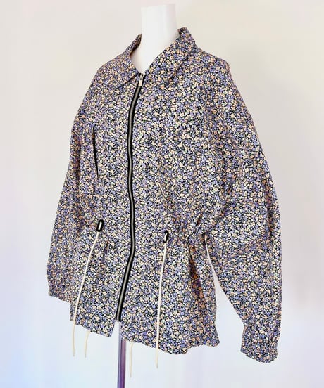flower print jacket BLACK
