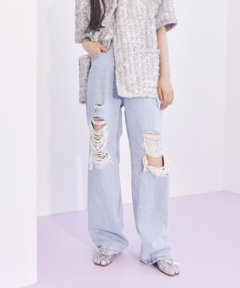 crash loose denim pants | The Girls Society