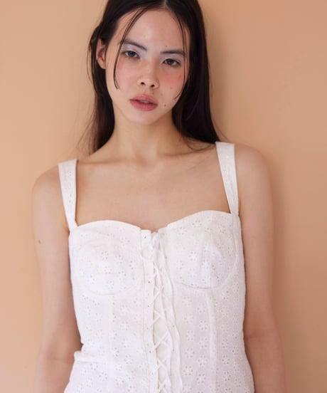 lace corcet dress WHITE