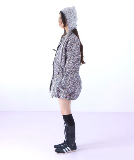 flower print jacket BLACK