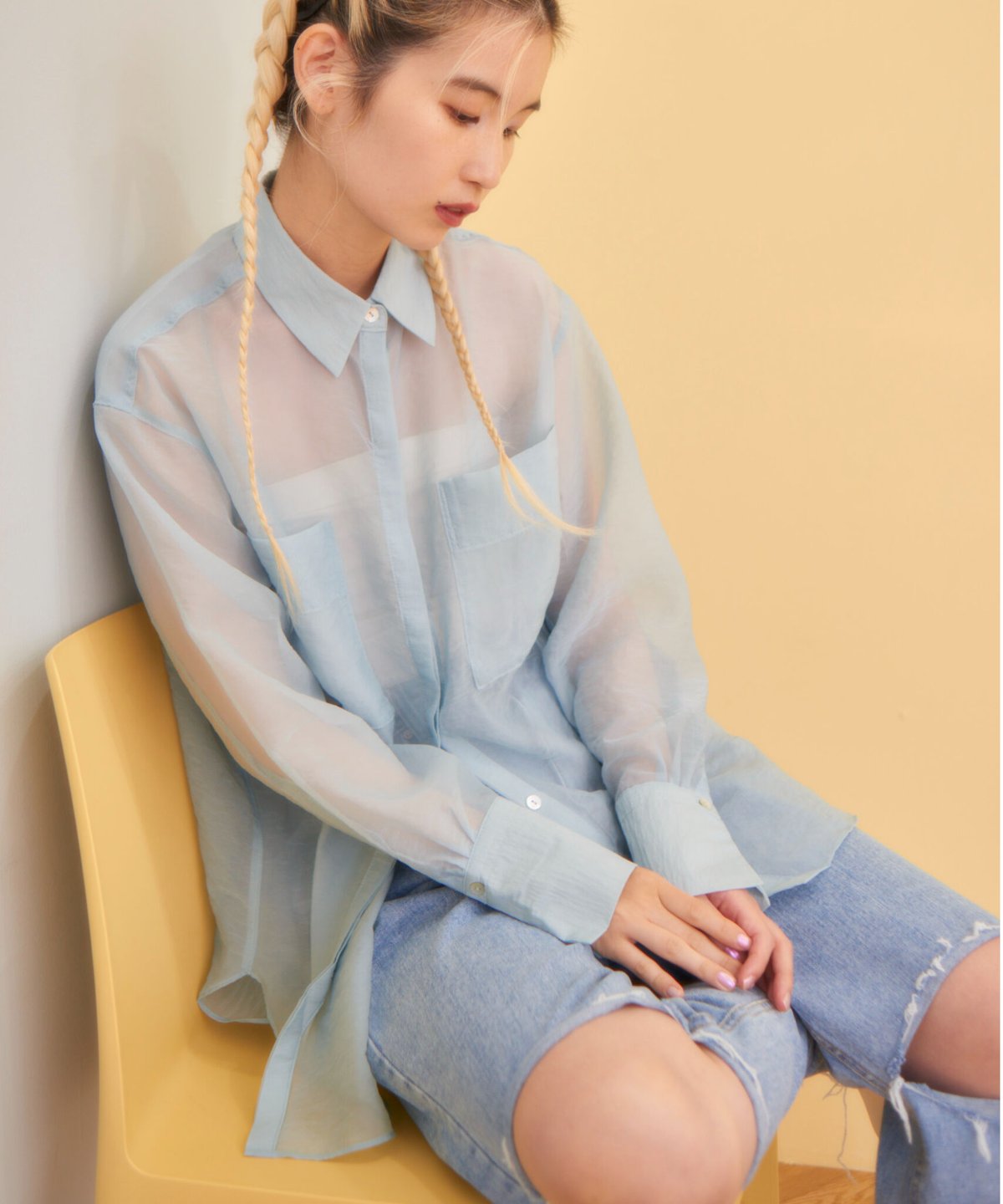 sheer shirt BLUE | The Girls Society