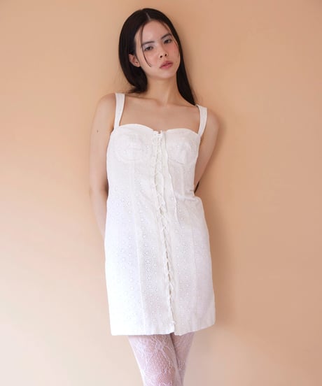 lace corcet dress WHITE