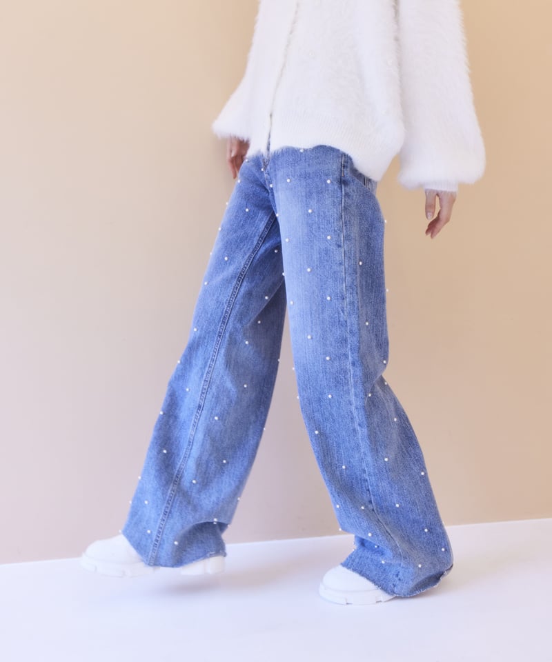 pearl wide denim pants | The Girls Society