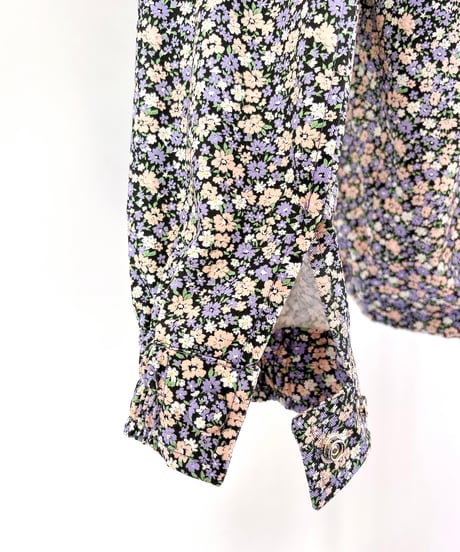 flower print jacket BLACK