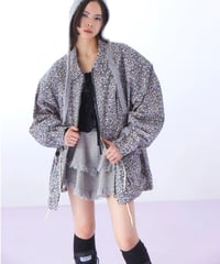 flower print jacket BLACK