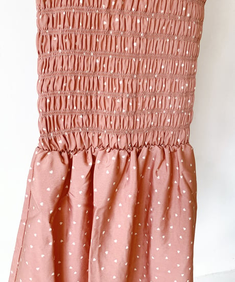 mini heart print shirring skirt PINK