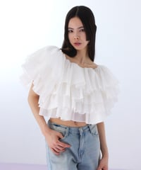 volume frill blouse WHITE