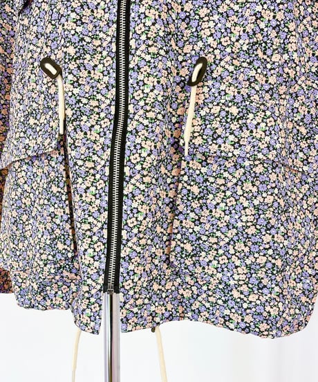 flower print jacket BLACK