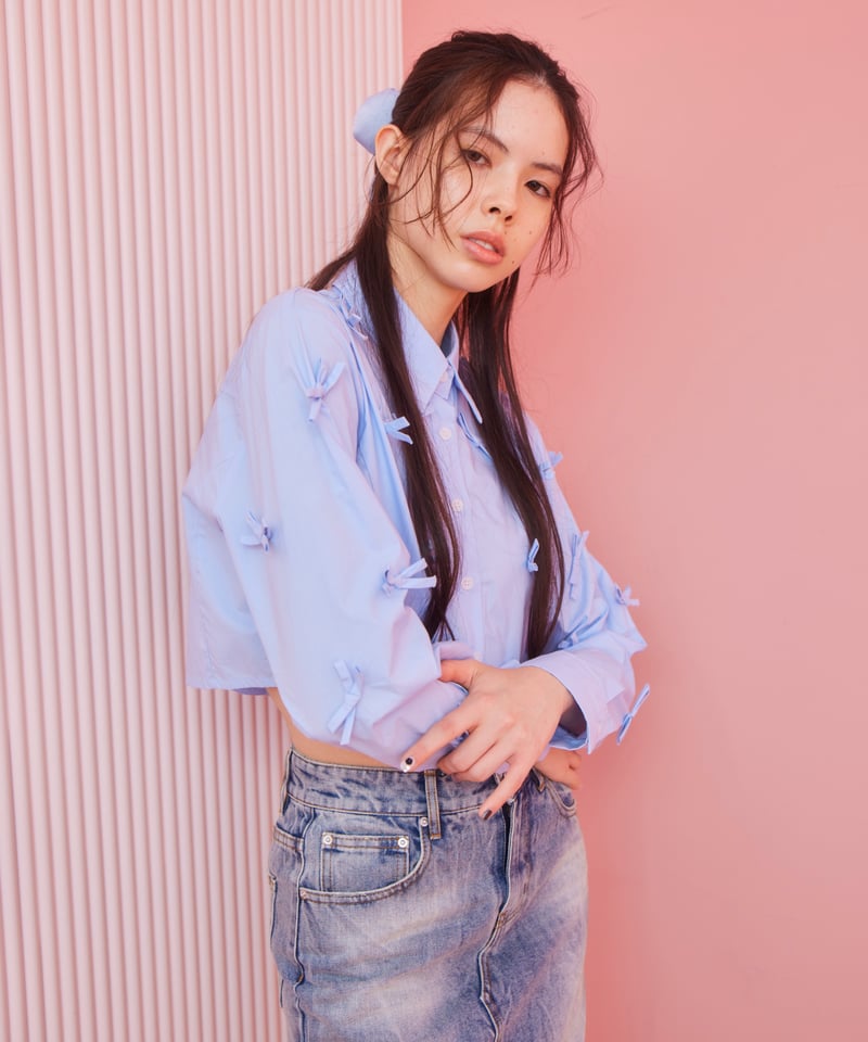 jiltu ブルー　ribbon tee Tシャツ　1size ribbon shirt BLUE | The Girls Society