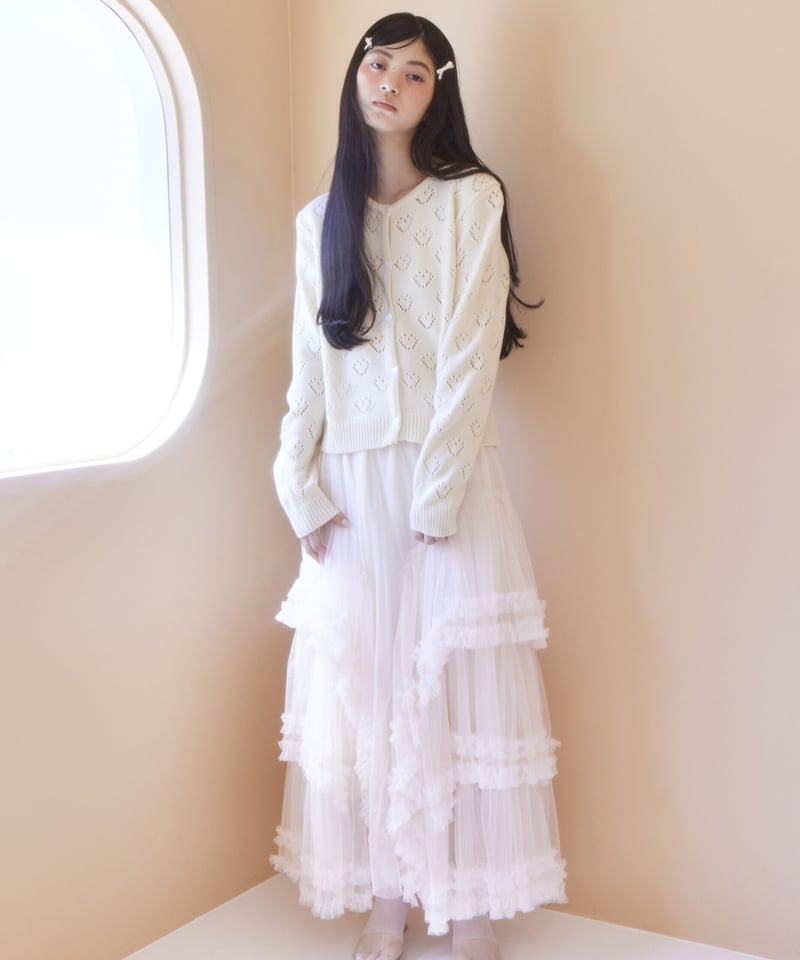 frill tulle volume skirt IVORY | The Girls Society