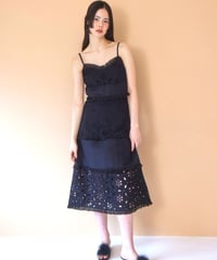 lace pintuck dress BLACK