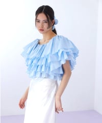 volume frill blouse BLUE