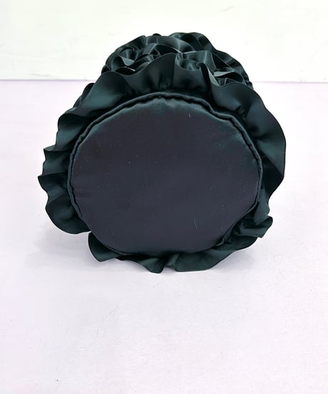 satin frill bag BLACK