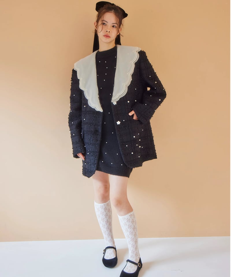 pearl tweed jacket BLACK | The Girls Society