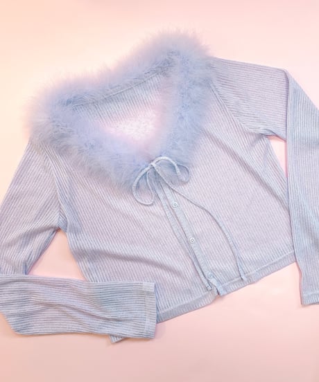 feather sheer cardigan PURPLE | The Girls Society