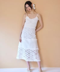 lace pintuck dress WHITE