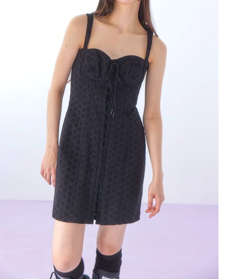 lace corset dress BLACK