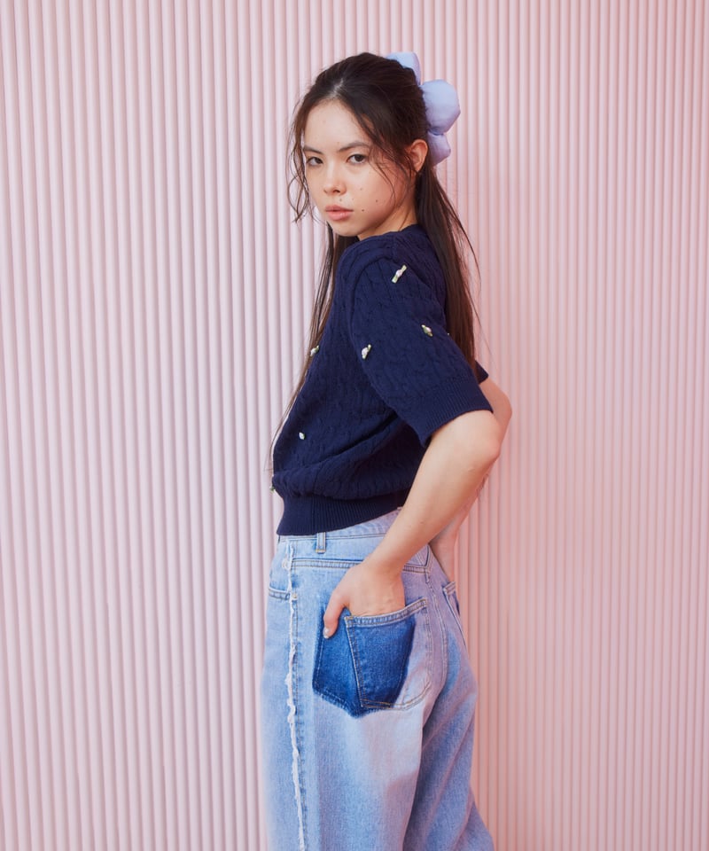 side line wide denim pants | The Girls Society