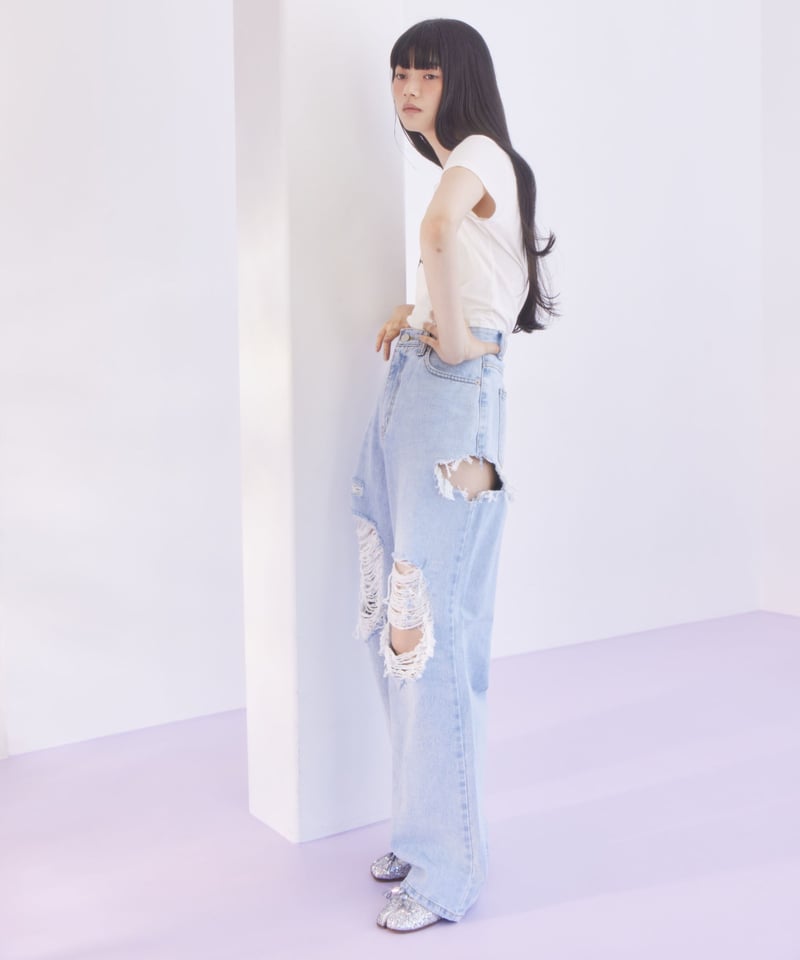 crash loose denim pants | The Girls Society