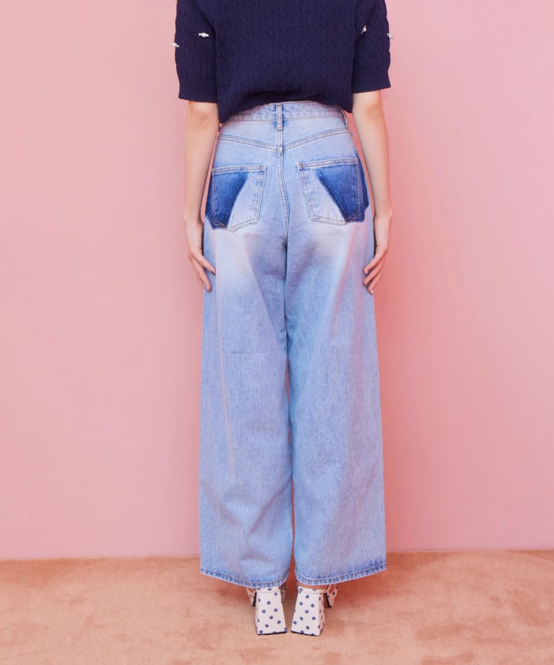 side line wide denim pants | The Girls Society