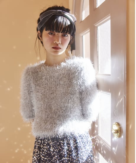 glitter fluffy knit GRAY