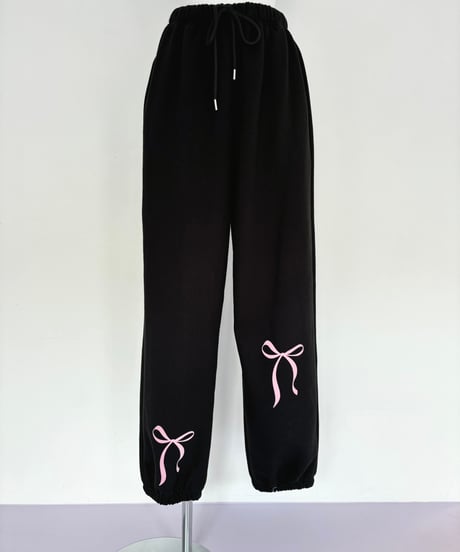 【再入荷 予約受付中】ribbon jogger pants BLACK