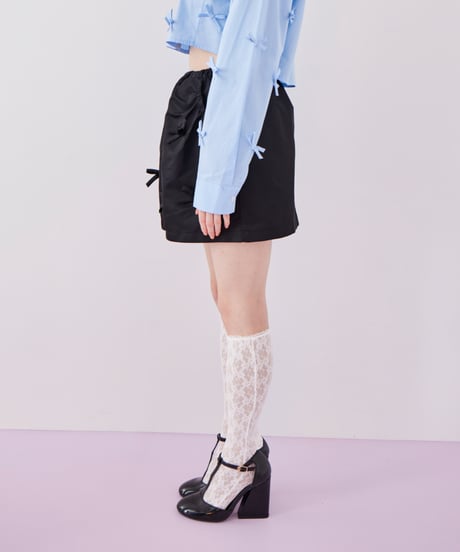 ribbon mini skirt BLACK