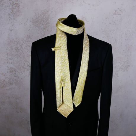 TIE YOUR TIE×西陣岡本　セッテピエゲ　網代紋様 G 白緑金 / Ajiro G