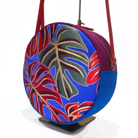 SUI Plus Bags　まんまるバッグ　No.29　モンステラ紋様　一点物