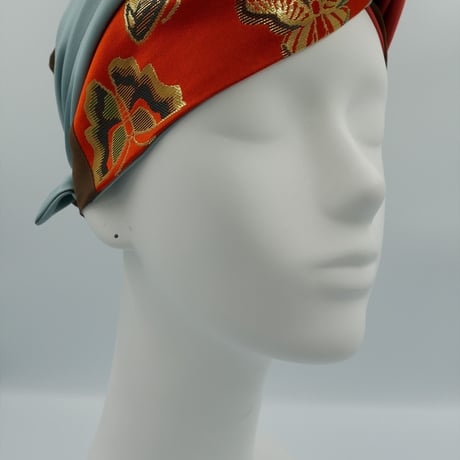 きらめくターバン　Live Turban　ニシジーナ＆ニシジーノ　朱地　蝶紋様　23