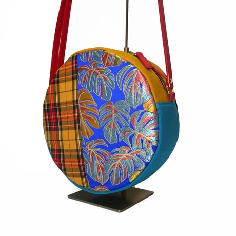 SUI Plus Bags　まんまるバッグ　No.14　モンステラ紋様　一点物