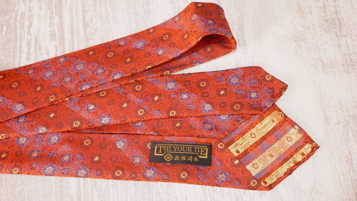 TIE YOUR TIE×西陣岡本 セッテピエゲ 正倉院紋様 F 朱/ Shosoin