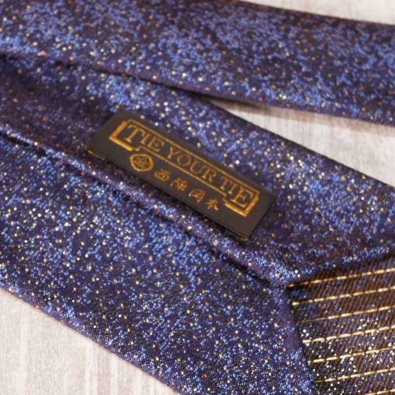 TIE YOUR TIE×西陣岡本 セッテピエゲ ピンドット紋様 黒漆 A 紺/ Pindot