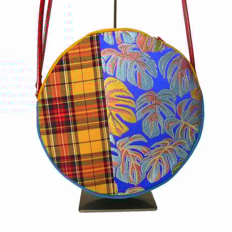 SUI Plus Bags　まんまるバッグ　No.14　モンステラ紋様　一点物