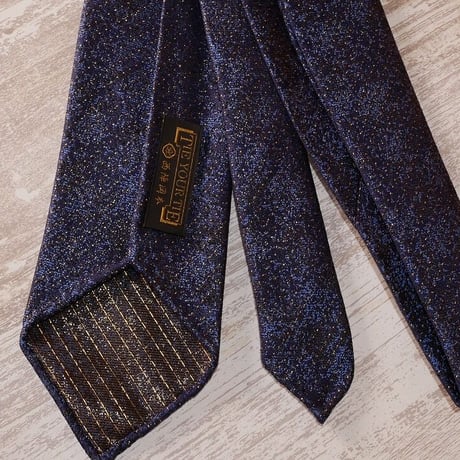 TIE YOUR TIE×西陣岡本　セッテピエゲ　ピンドット紋様　黒漆 A　紺/ Pindots Black lacquer A