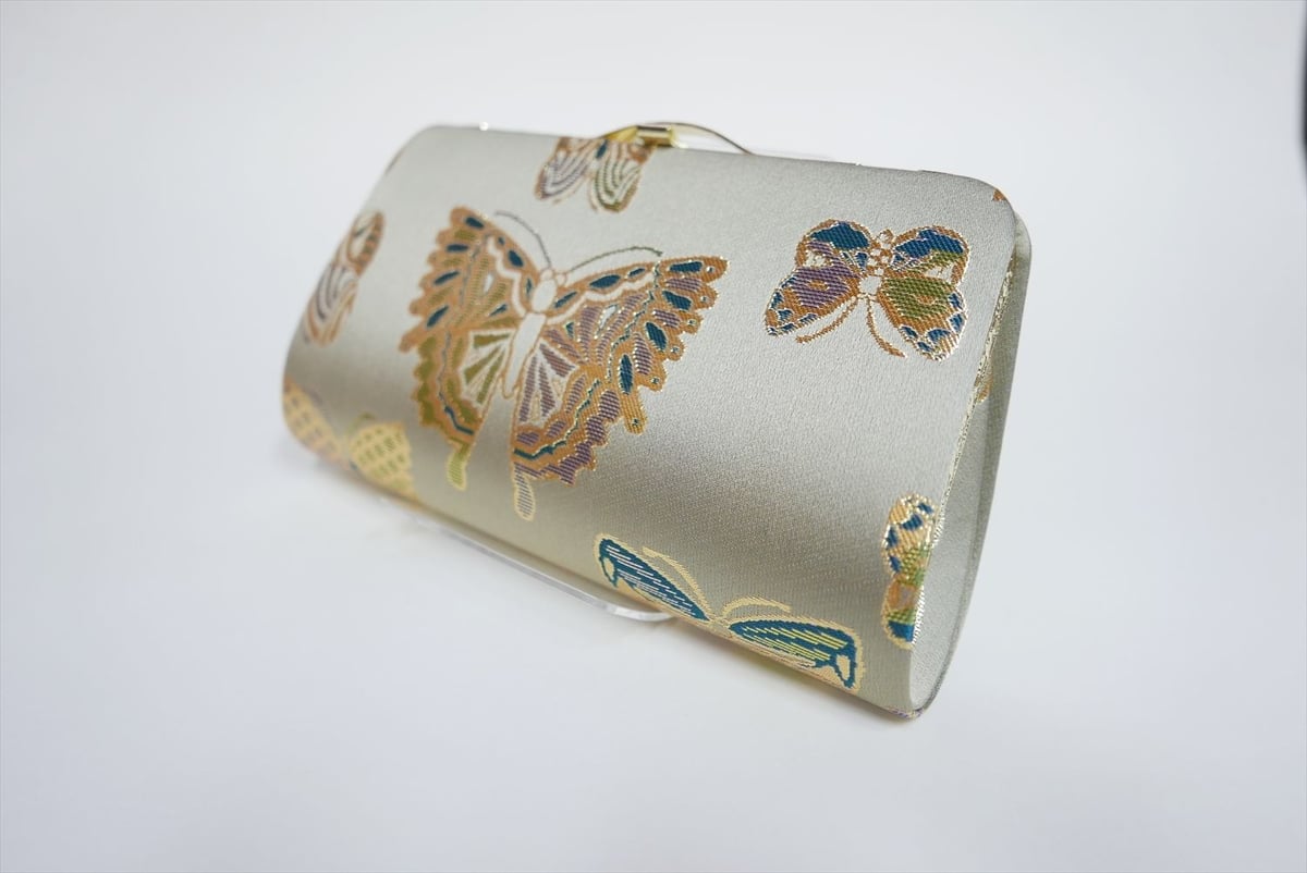 全正絹 西陣織 金襴 Butterfly 蝶紋様 クラッチバッグA | 西陣岡本