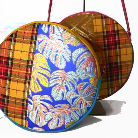 SUI Plus Bags　まんまるバッグ　No.14　モンステラ紋様　一点物