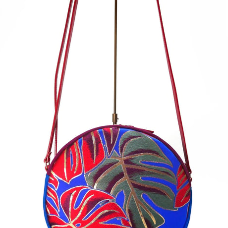 SUI Plus Bags　まんまるバッグ　No.29　モンステラ紋様　一点物